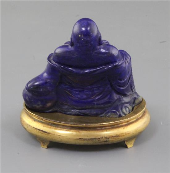 A Chinese lapis lazuli figure of Budai, 18th century, total height 9.5cm